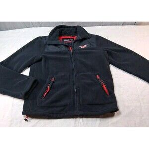 HOLLISTER  Sweatshirt Men's Med Full Zip High Neck Pockets Fleece Logo - Flaw